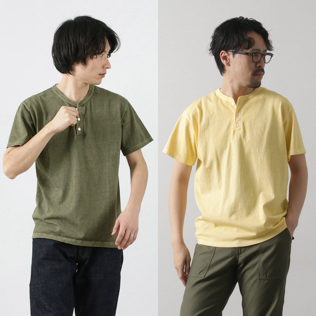 BUENA Camiseta de cuello Henley de manga corta / manga corta