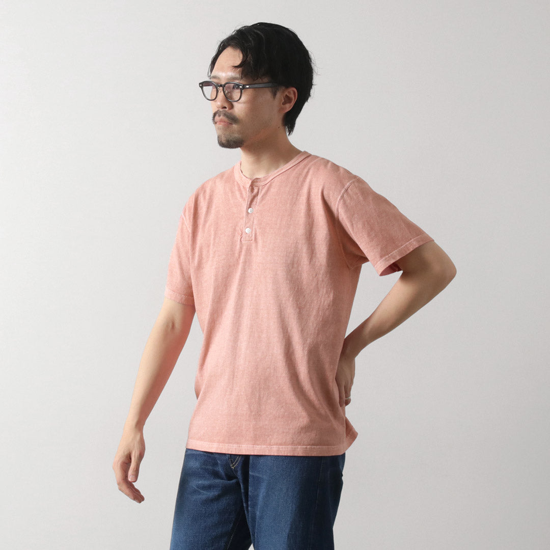 BUENA Camiseta de cuello Henley de manga corta / manga corta