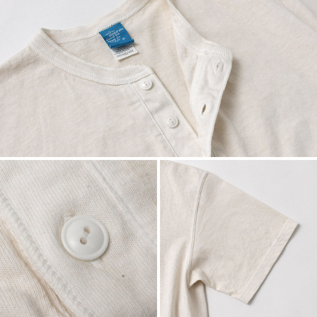 BUENA Camiseta de cuello Henley de manga corta / manga corta