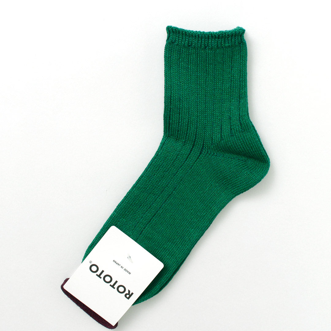 ROTOTO / R1462 Short linen cotton ribbed socks