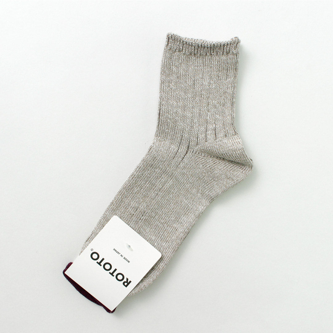 ROTOTO / R1462 Short linen cotton ribbed socks