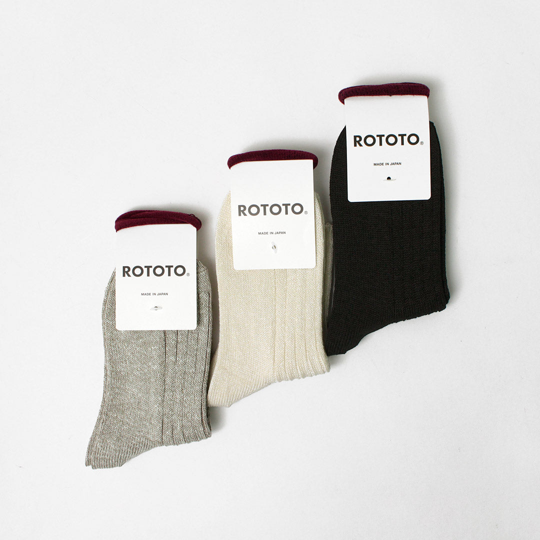 rototo / r1462短亞麻棉肋襪子
