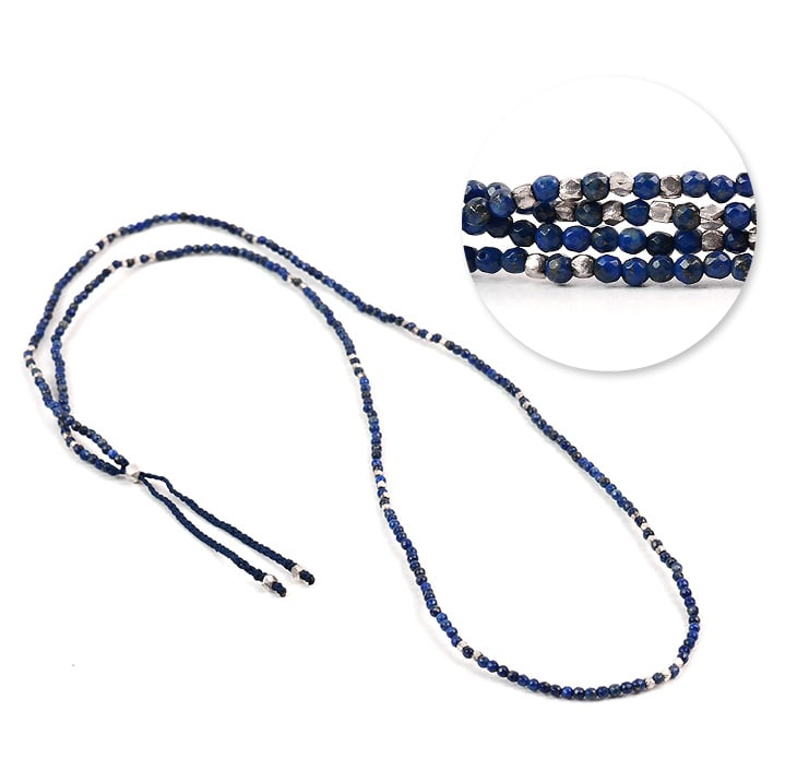 Chalisa T .. / Lapis Lazuli Perles coupées 2 mm Collier / bracelet accessoire à 2 voies