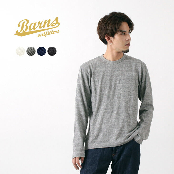 BARNS / BR-1106 Jersey Crew Neck L/S Pocket T-Shirt