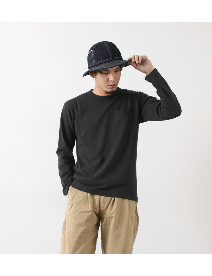 BARNS / BR-1106 Jersey Crew Neck L/S Pocket T-Shirt