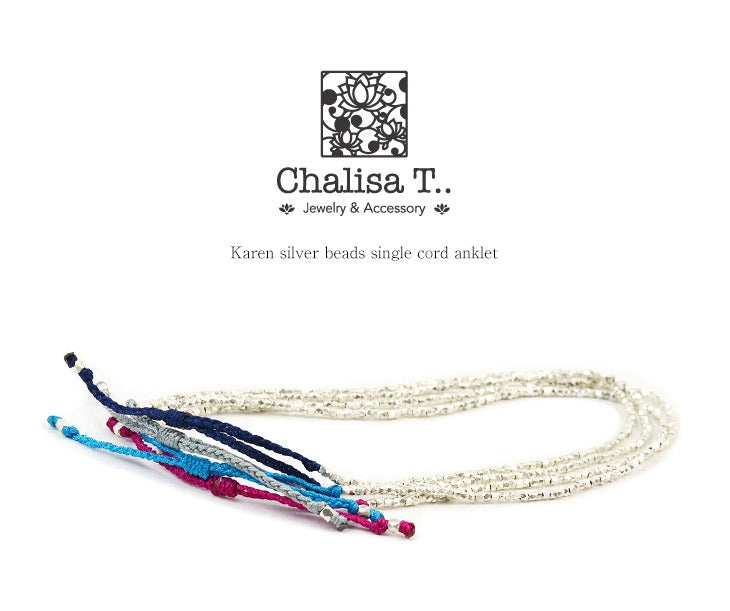 Chalisa T .. / Karen Silver Beads 단일 코드 Anklet