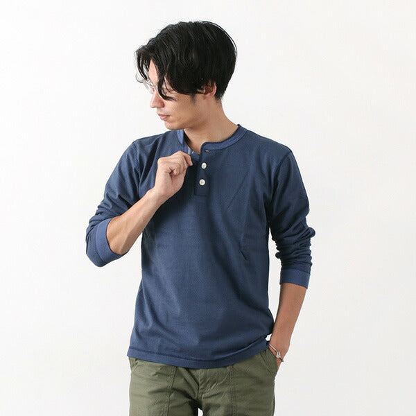 Barns / Cozun Knit Vintage manga larga Camiseta Henry Neck