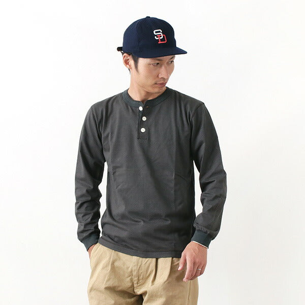 BARNS / COZUN Knit Vintage Long Sleeve Henry Neck T-Shirt