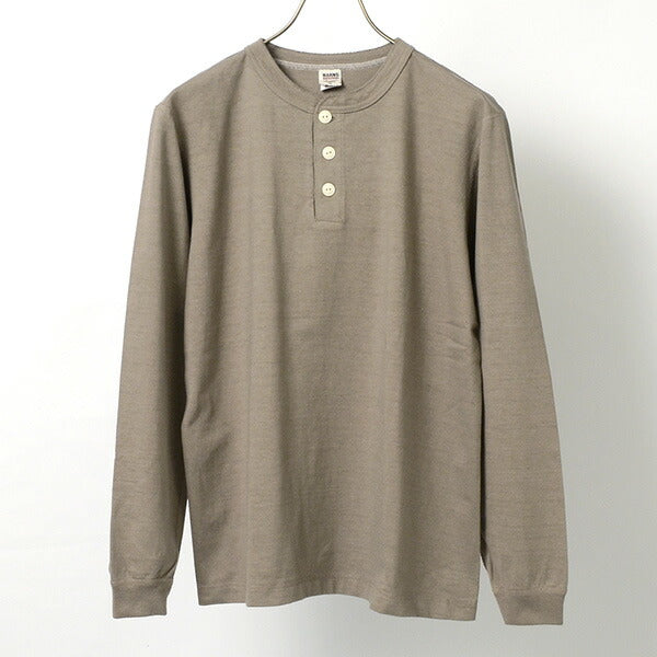 Barns / Cozun Knit Vintage manga larga Camiseta Henry Neck