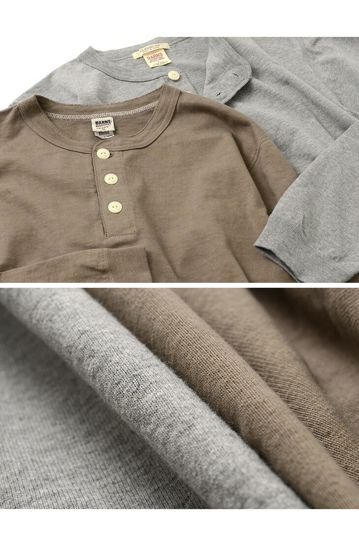 Barns / Cozun Knit Vintage manga larga Camiseta Henry Neck