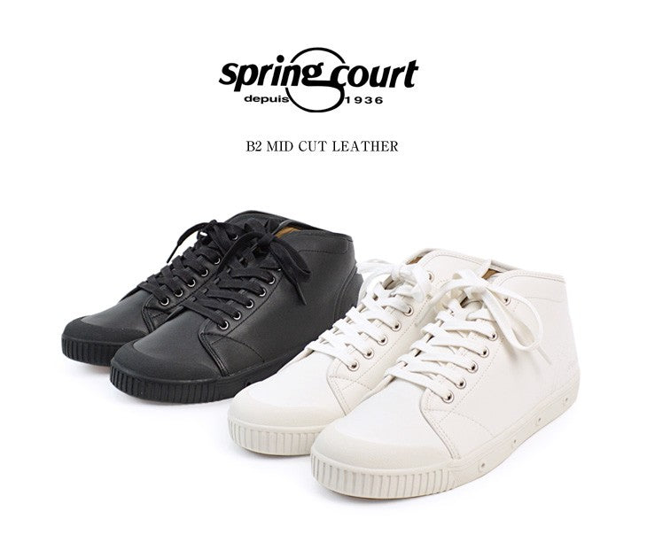 SPRING COURT / B2 Mid Cut Leather Sneakers