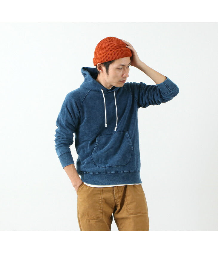 좋은 / gobw1203은 Indigo Raglan 풀오버 후드 스웨트 셔츠입니다.