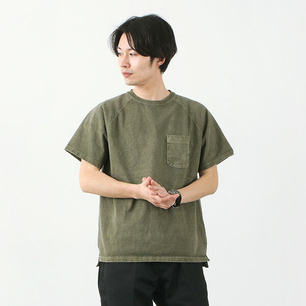 좋은 / gost1101 Raglan 무거운 포켓 티셔츠 짧은 슬리브