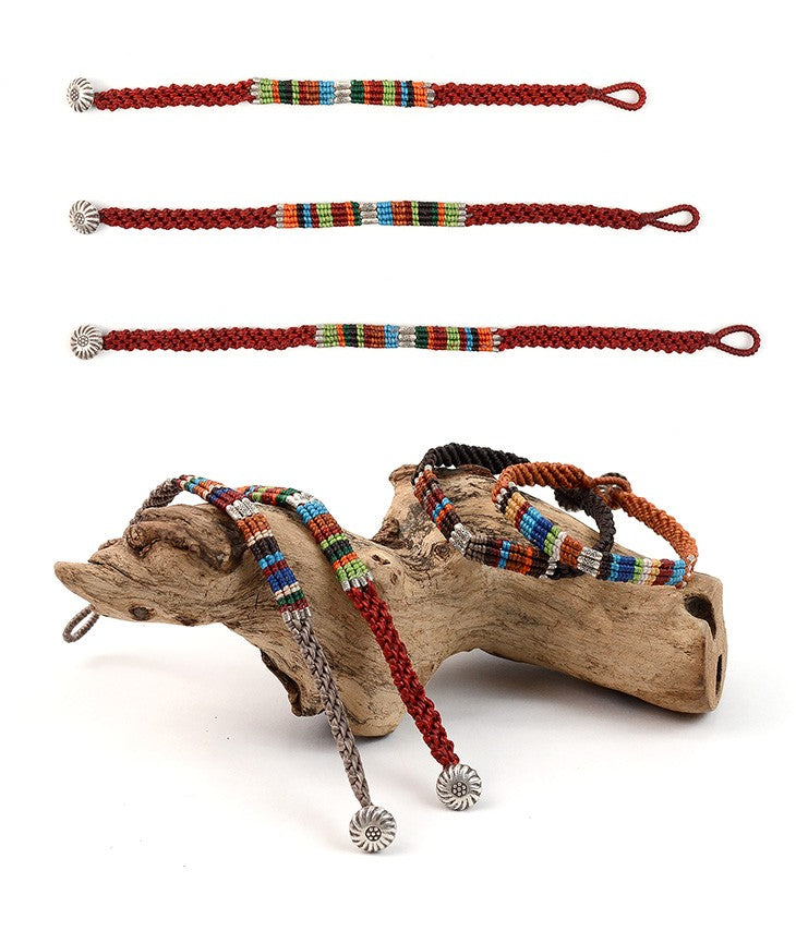 Phadua / Multi Colored Braid Wax Cord Anklet