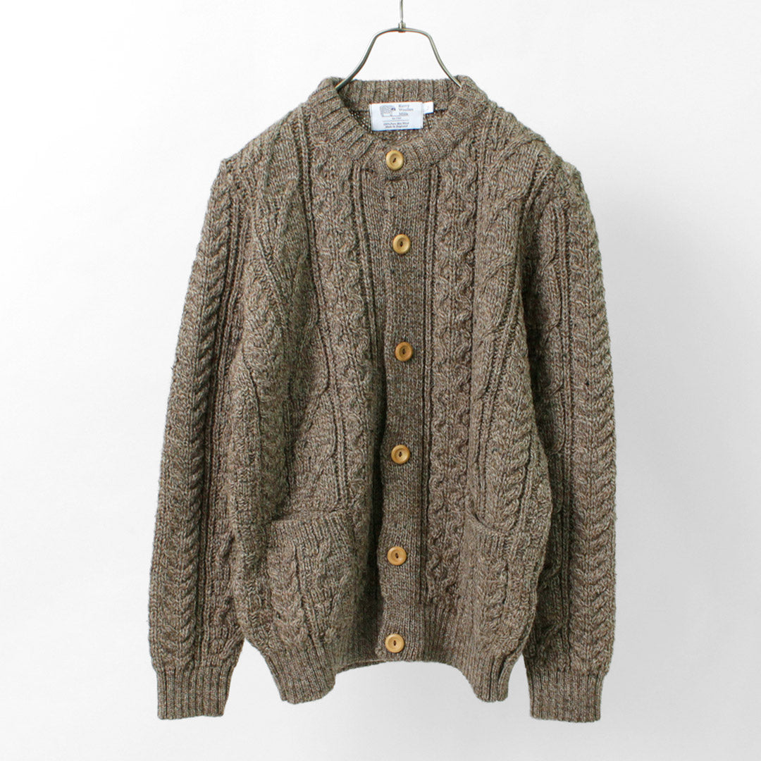 Kerry Woolen Mills / 5 calibre 5 Cardigan de collar Cable Aran