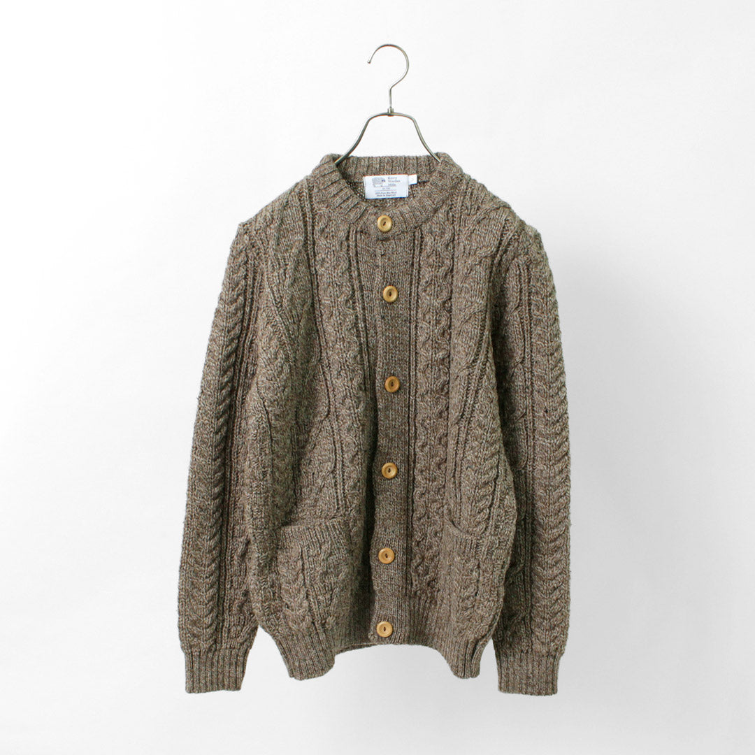 Kerry Woolen Mills / 5量規3層Aran電纜鎖骨開衫