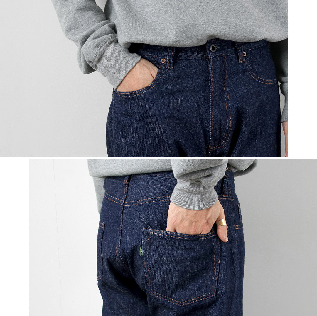 FOB FACTORY / F1147 Pantalón ancho de mezclilla con 5 bolsillos