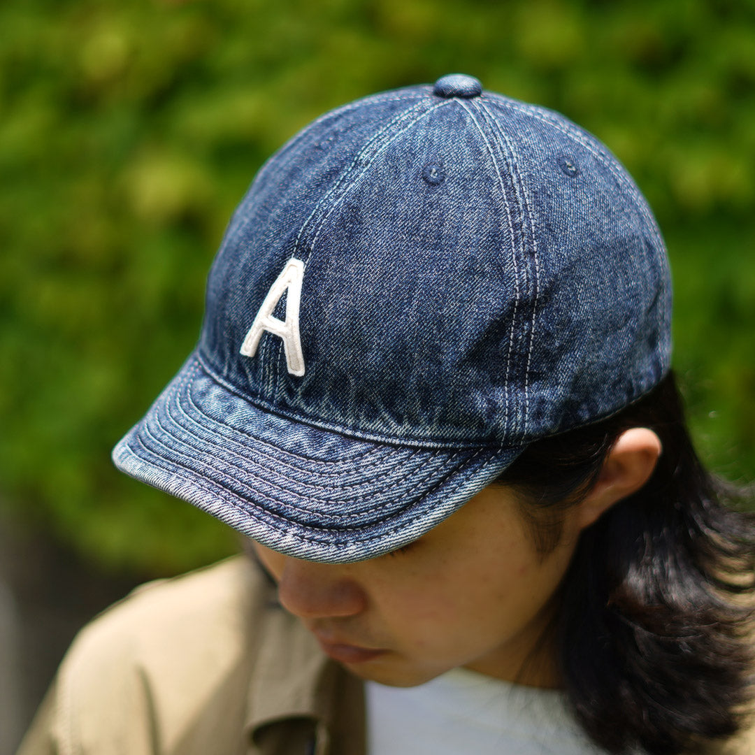 HIGHER / Selvage denim cap with initials badge