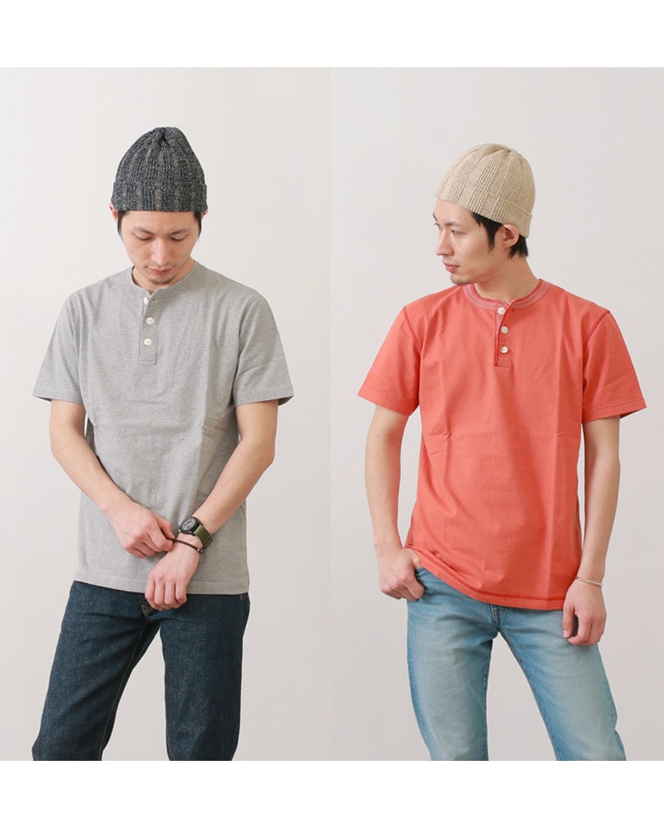 헛간 / BR-8146 KNITSTED HENLEY NECK SHORT SLEEVE CREW 목 티셔츠