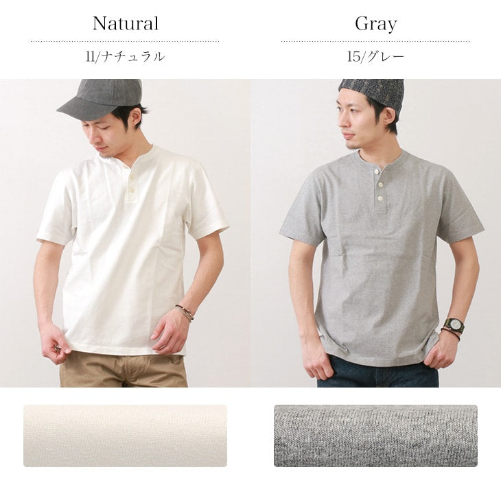 BARNS / BR-8146 Knitsted Henley Neck Short Sleeve Crew Neck T-Shirt