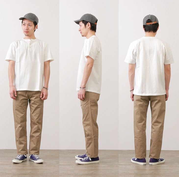 헛간 / BR-8146 KNITSTED HENLEY NECK SHORT SLEEVE CREW 목 티셔츠