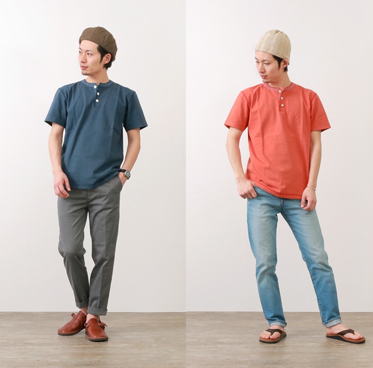 헛간 / BR-8146 KNITSTED HENLEY NECK SHORT SLEEVE CREW 목 티셔츠