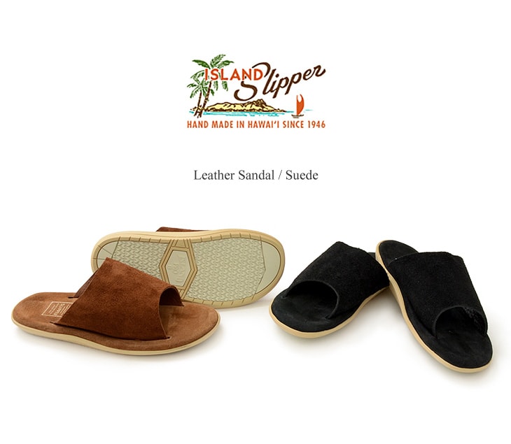 Sandalias de zapatilla de isla / cuero