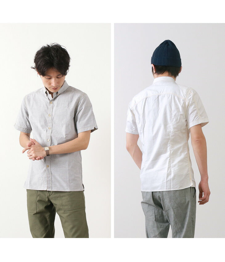 RE MADE IN TOKYO JAPAN / Yellow Stitched Short Sleeve Button Down Shirt