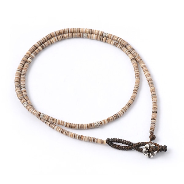 PHADUA / Brown shell beaded waxed cord 3 way accessory