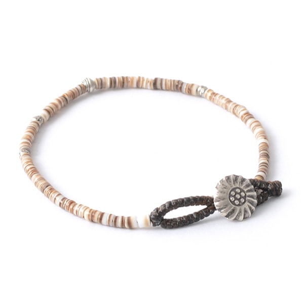 PHADUA / Brown Shell Beads Wax Cord Bracelet