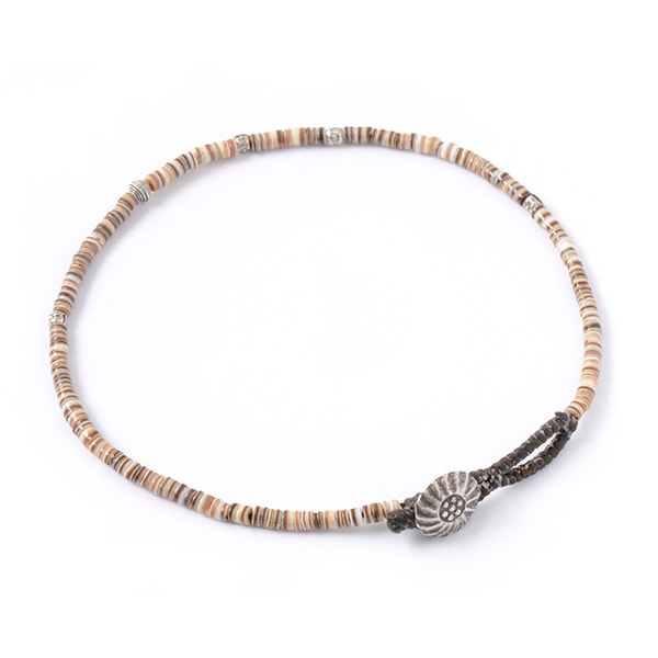 PHADUA / Brown Shell Beads Wax Cord Anklet