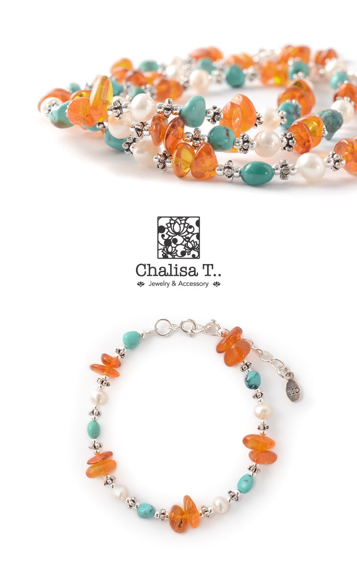 Chalisa T .. / Turquoise Amber Pearl Combi 브레이슬릿