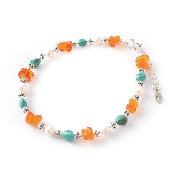 Chalisa T .. / Turquesa Amber Pearl Combi Anklet