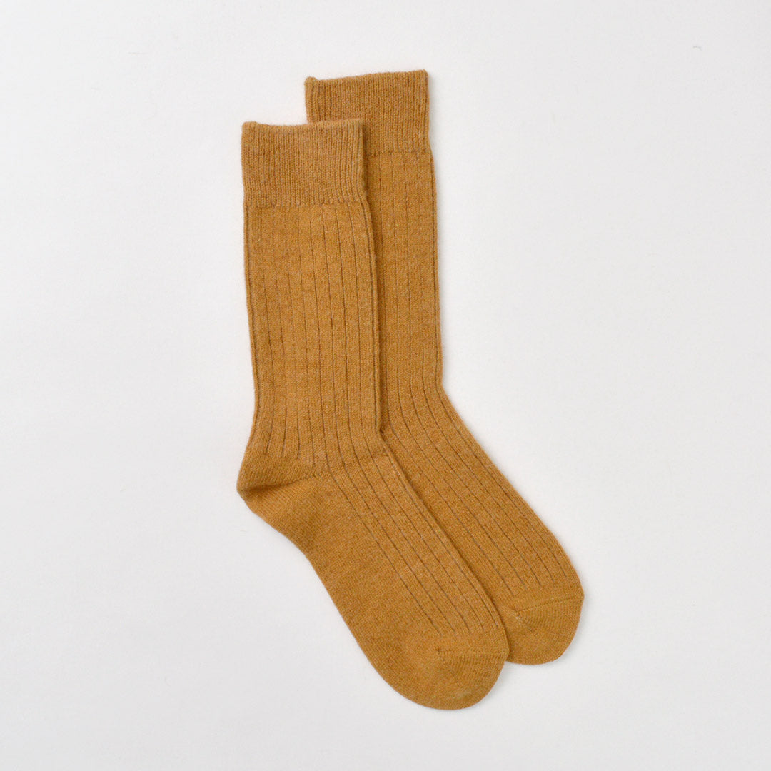 Chaussettes d'équipage côtelées en laine de laine de coton / R1327