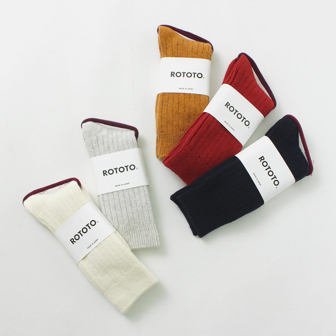 ROTOTO / R1327 Cotton wool ribbed crew socks