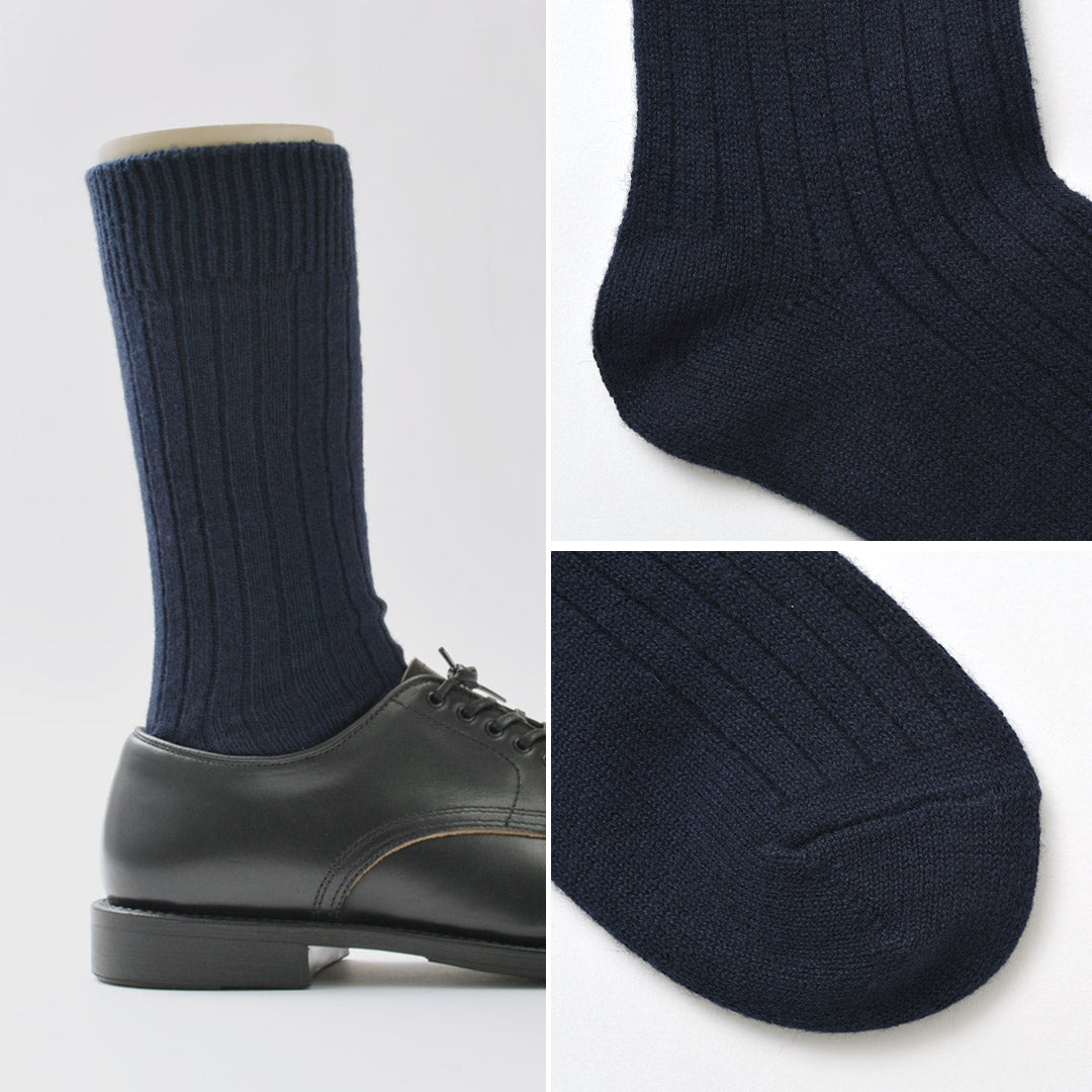 ROTOTO / R1327 Cotton wool ribbed crew socks