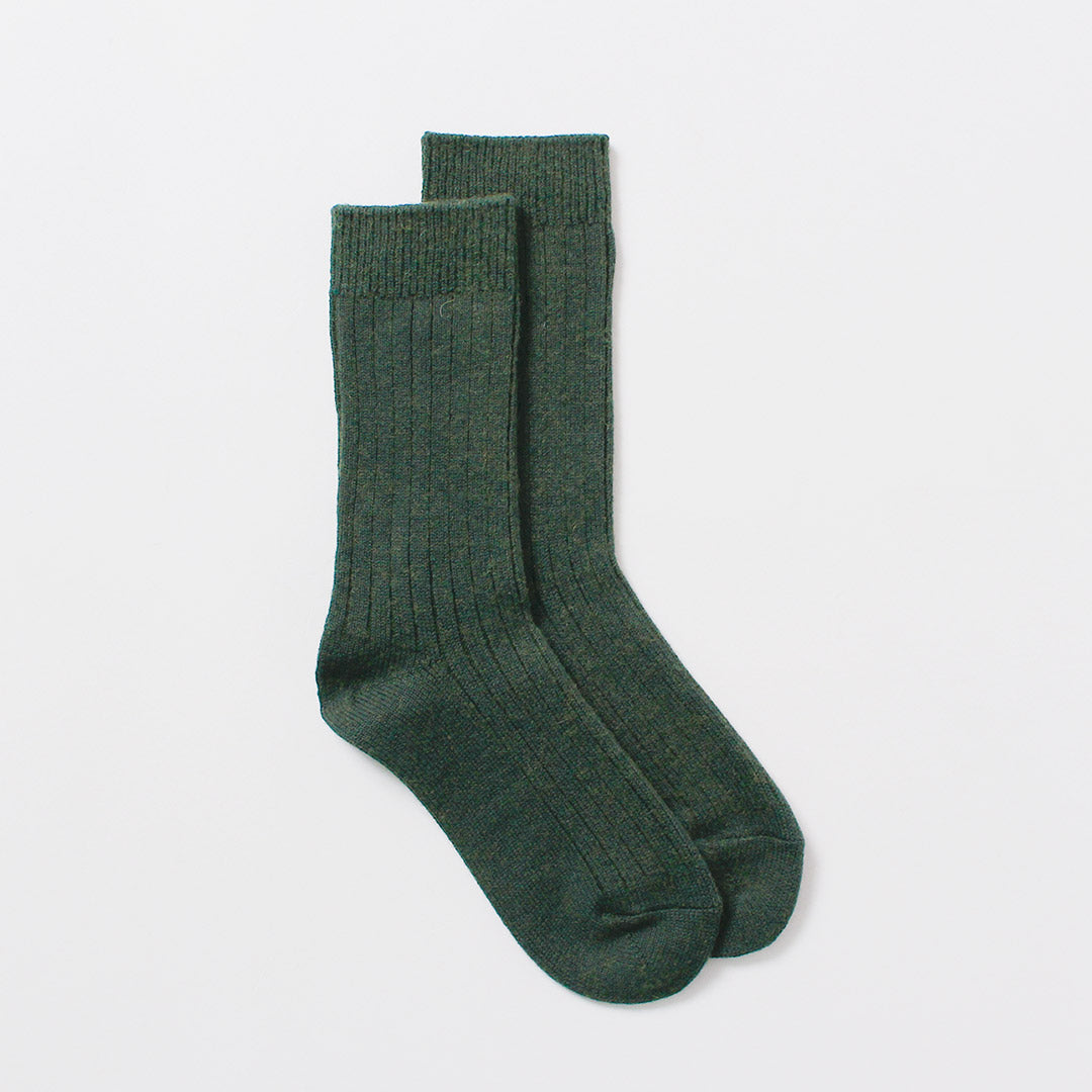 ROTOTO / R1327 Calcetines de canalé de lana y algodón