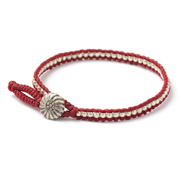 PHADUA / Waxed cord silver single strand concho bracelet