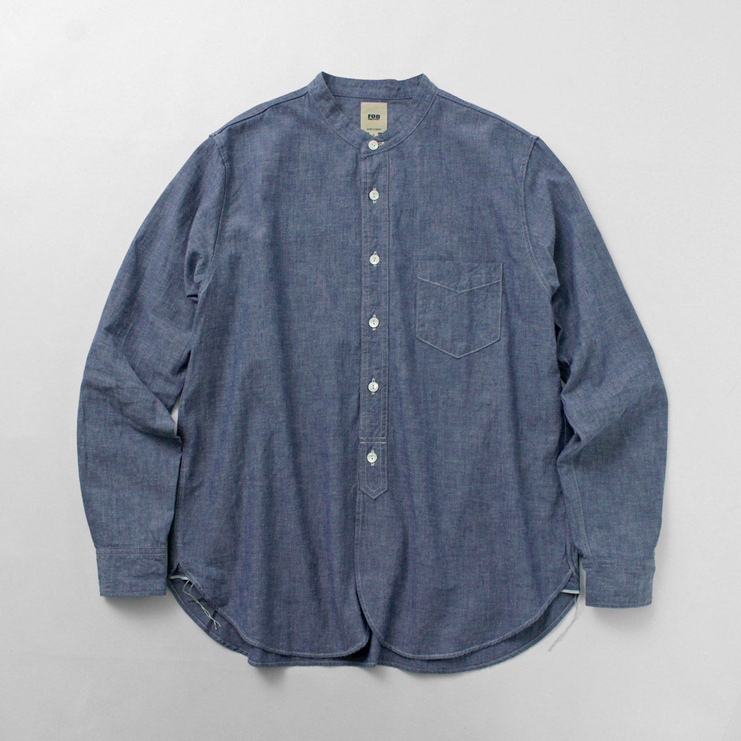 FOB FACTORY / F3428 Selvage Chambray Band Collar Shirt