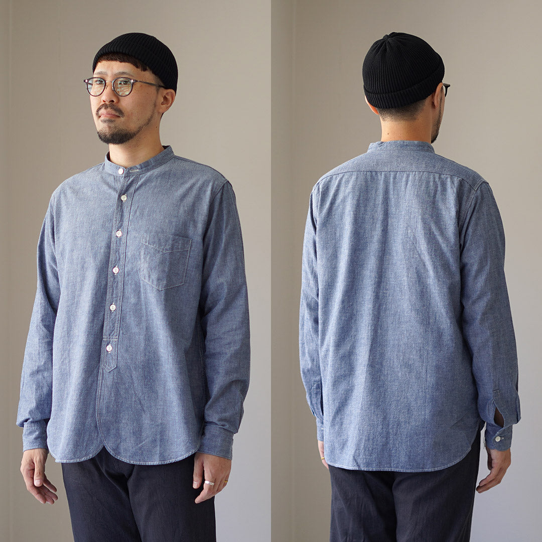 FOB FACTORY / F3428 Selvage Chambray Band Collar Shirt