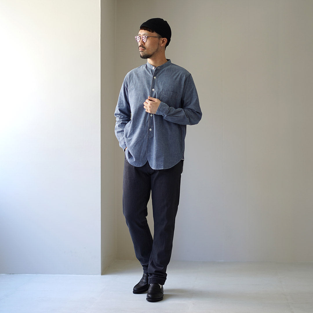 FOB FACTORY / F3428 Selvage Chambray Band Collar Shirt