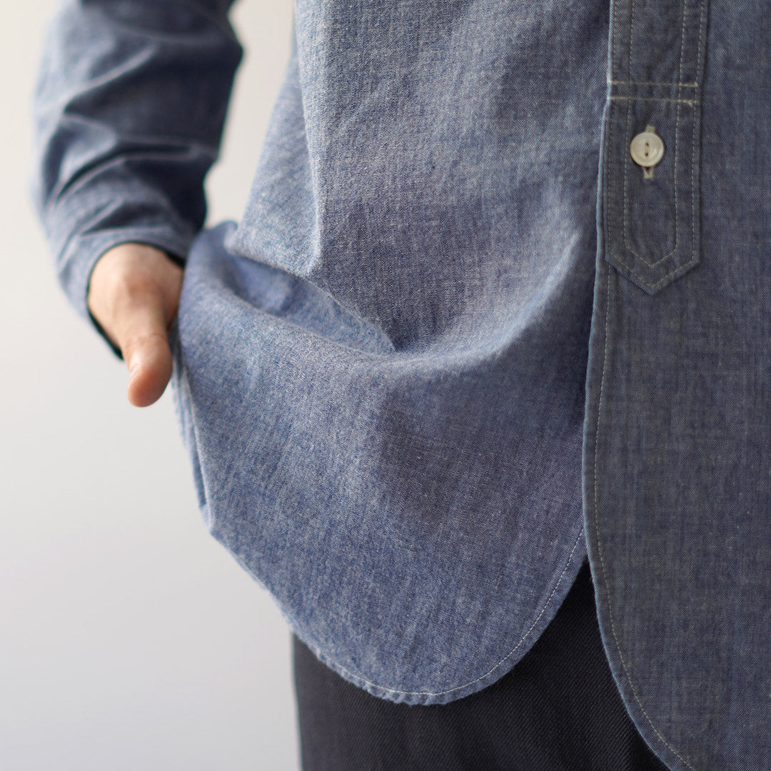 FOB FACTORY / F3428 Selvage Chambray Band Collar Shirt