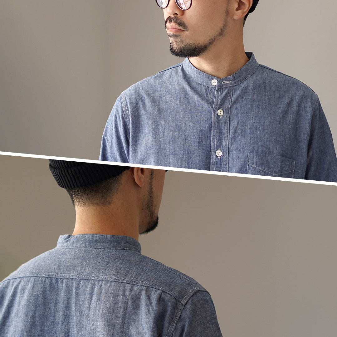 FOB FACTORY / F3428 Selvage Chambray Band Collar Shirt