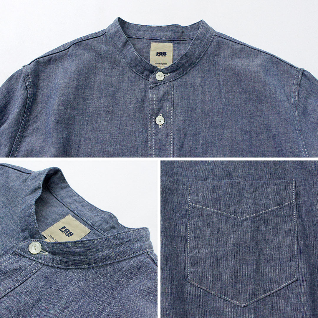 FOB FACTORY / F3428 Selvage Chambray Band Collar Shirt