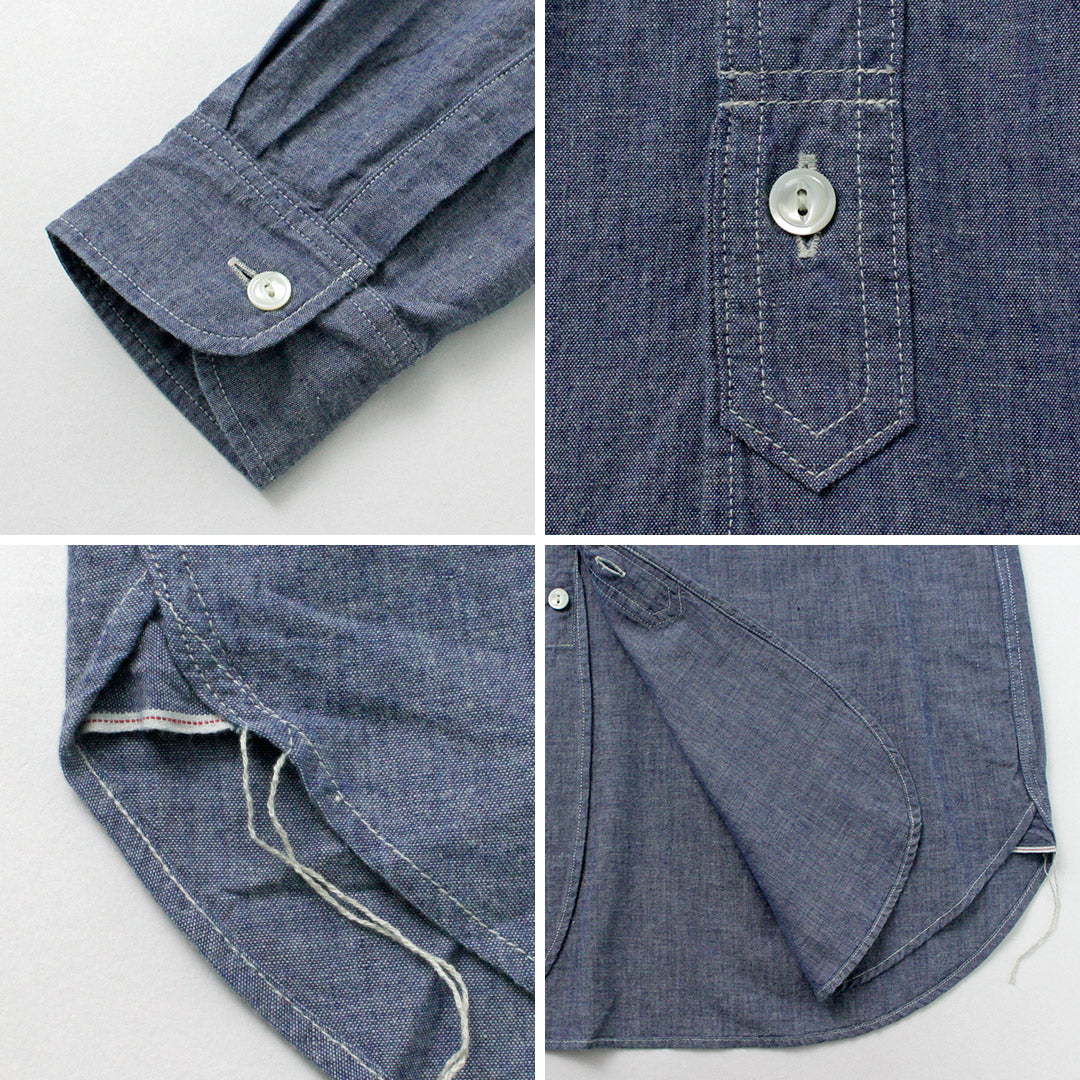 FOB FACTORY / F3428 Selvage Chambray Band Collar Shirt