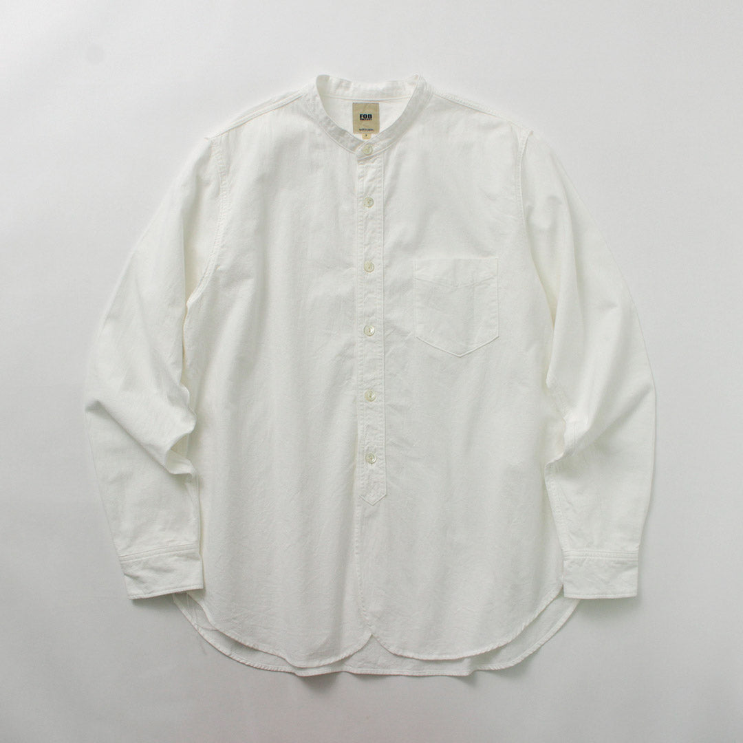 FOB FACTORY / F3429 Long sleeve Ox band collar shirt