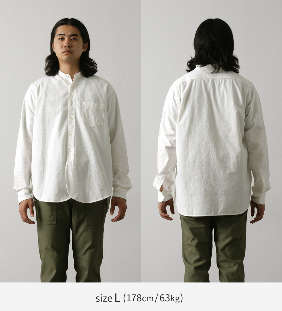 FOB FACTORY / F3429 Long sleeve Ox band collar shirt