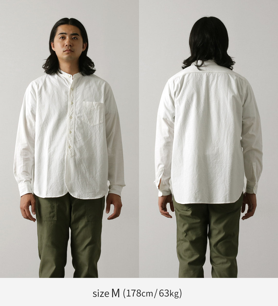 FOB FACTORY / F3429 Long sleeve Ox band collar shirt