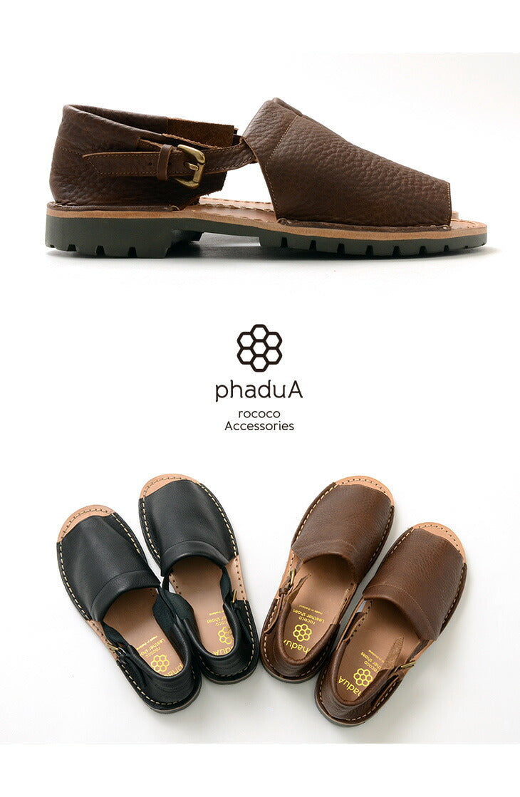 PHADUA / Open Toe Side Strap Leather Shoes