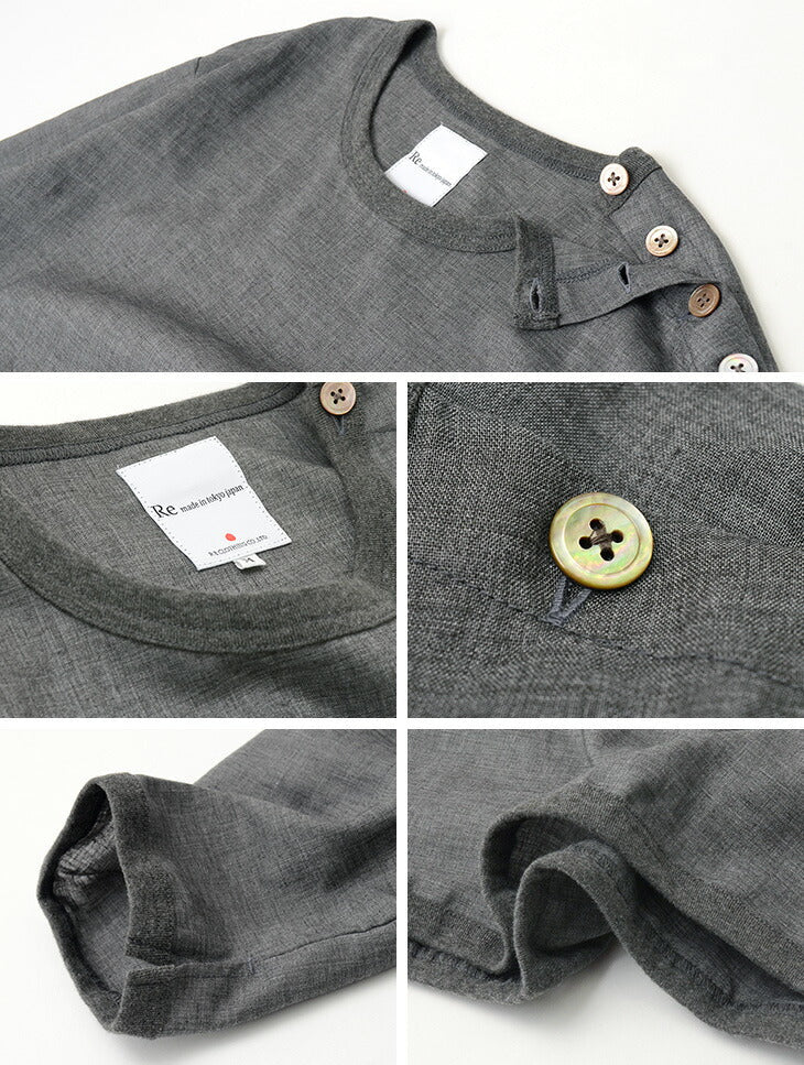 RE MADE IN TOKYO JAPAN / Linen Canvas Button Basque / 7 Minute Sleeve